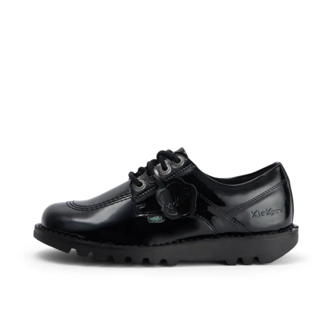 Kickers Kick Lo para mujer, piel alternativa charol, negro
