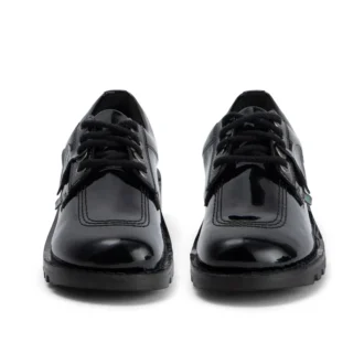 Kickers Kick Lo para mujer, piel alternativa charol, negro