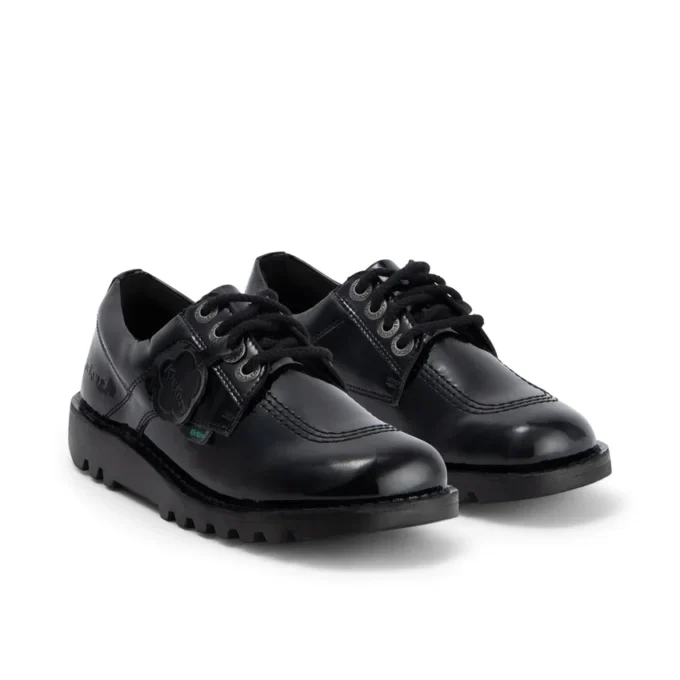 Kickers Kick Lo para mujer, piel alternativa charol, negro