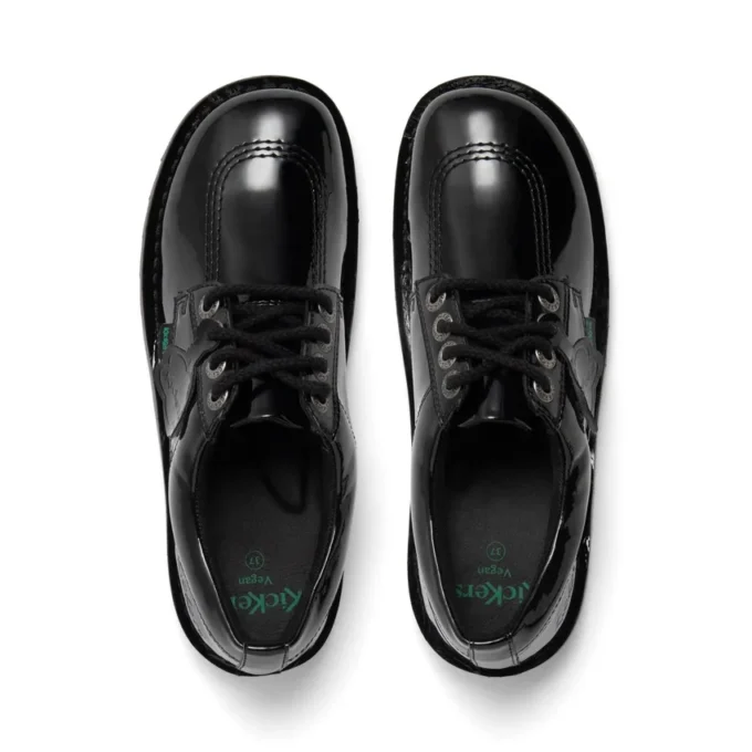 Kickers Kick Lo para mujer, piel alternativa charol, negro