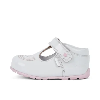Kickers Kick T Galactic para bebés, charol blanco/rosa
