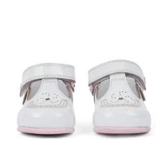 Kickers Kick T Galactic para bebés, charol blanco/rosa