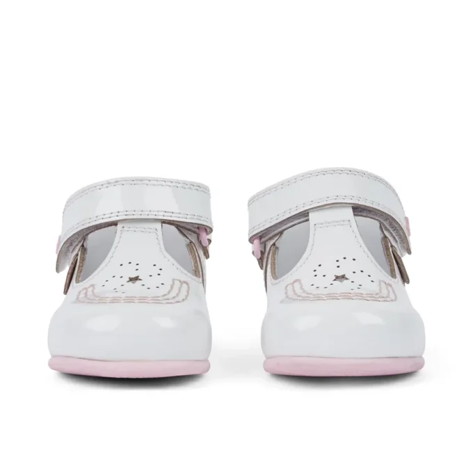 Kickers Kick T Galactic para bebés, charol blanco/rosa