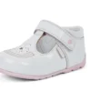 Kickers Kick T Galactic para bebés, charol blanco/rosa