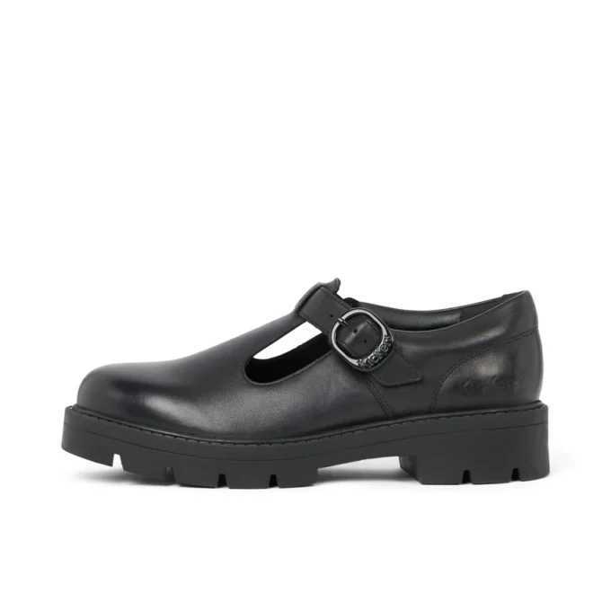 Kori T Bar de cuero negro para mujer