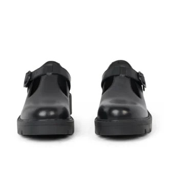 Kori T Bar de cuero negro para mujer