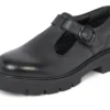 Kori T Bar de cuero negro para mujer