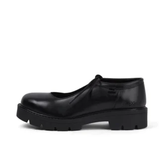 Mocasines Kori MJ con cordones de cuero para mujer, color negro