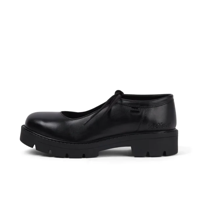 Mocasines Kori MJ con cordones de cuero para mujer, color negro