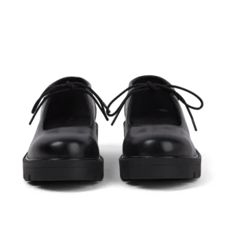 Mocasines Kori MJ con cordones de cuero para mujer, color negro