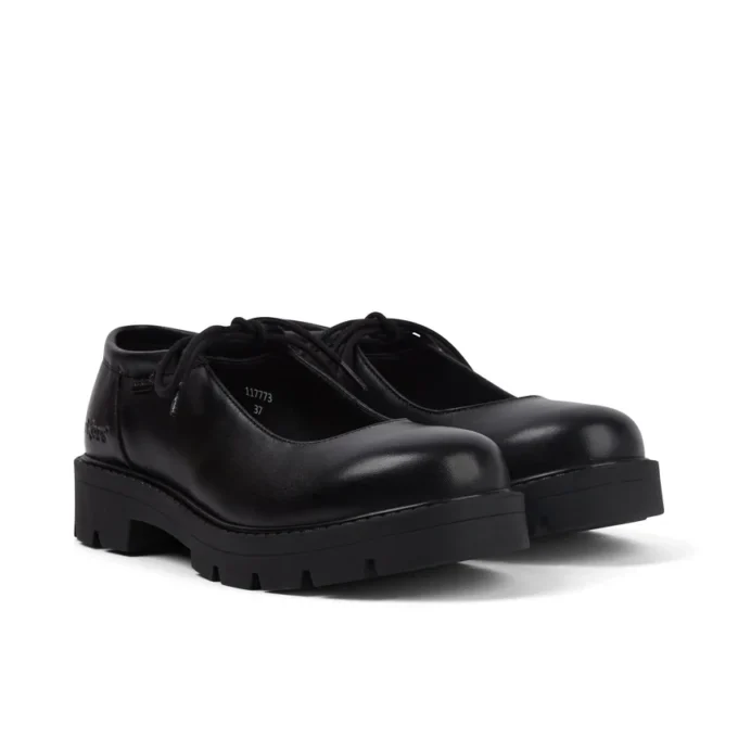 Mocasines Kori MJ con cordones de cuero para mujer, color negro