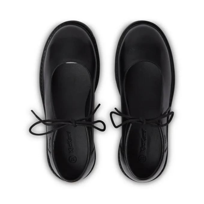 Mocasines Kori MJ con cordones de cuero para mujer, color negro