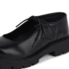 Mocasines Kori MJ con cordones de cuero para mujer, color negro