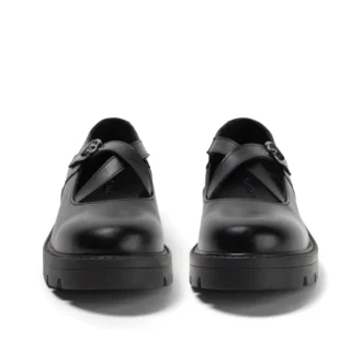 Mocasines Kori MJ Cross para mujer joven, de charol negro