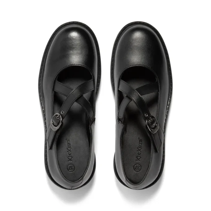 Mocasines Kori MJ Cross para mujer joven, de charol negro