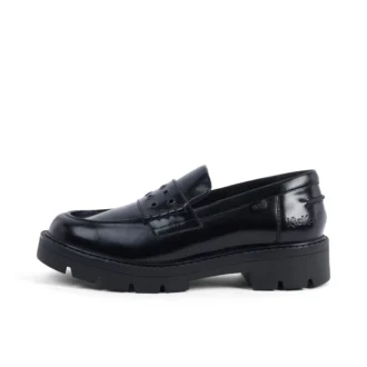 Mocasines Kori para mujer, con remaches, de cuero negro