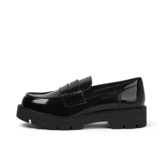 Mocasines Kori para mujer joven, charol negro