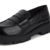 Mocasines Kori para mujer, piel de cocodrilo, negro