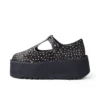 Mujer Adulto Kick T-Bar Plataforma Cuero Negro