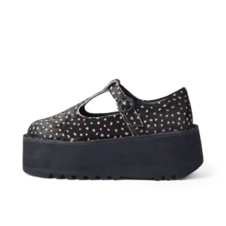 Mujer Adulto Kick T-Bar Plataforma Cuero Negro