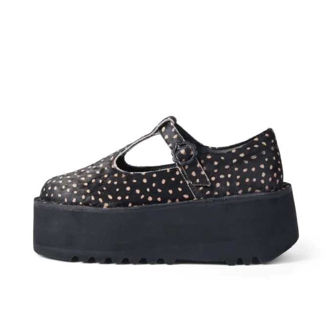 Mujer Adulto Kick T-Bar Plataforma Cuero Negro