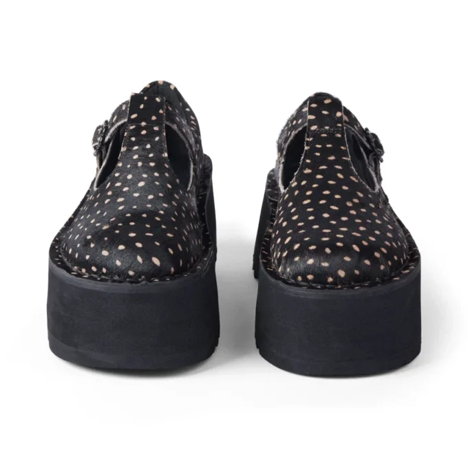 Mujer Adulto Kick T-Bar Plataforma Cuero Negro