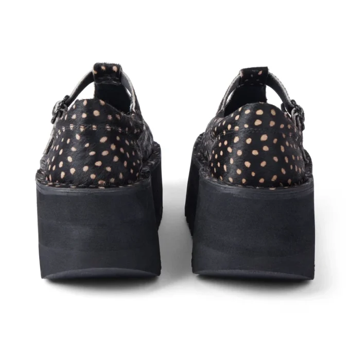 Mujer Adulto Kick T-Bar Plataforma Cuero Negro