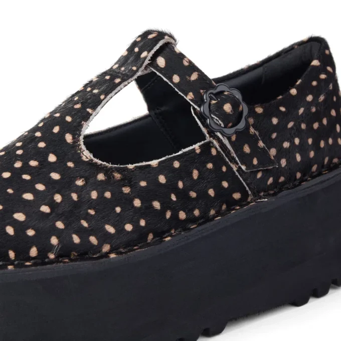 Mujer Adulto Kick T-Bar Plataforma Cuero Negro