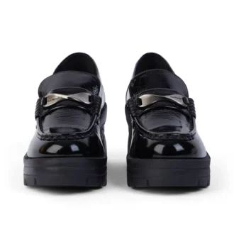 Mujer Edie Mocasín de charol Negro