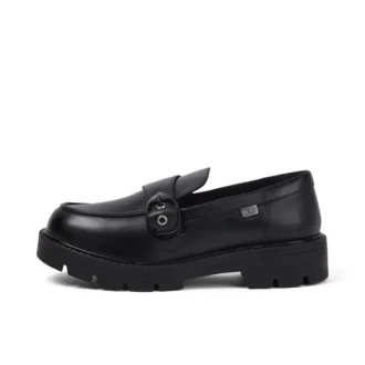 Mujer Kori Monk Strap Cuero Negro