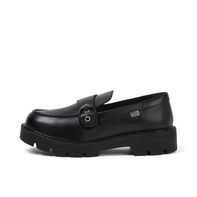 Mujer Kori Monk Strap Cuero Negro