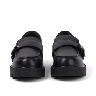 Mujer Kori Monk Strap Cuero Negro