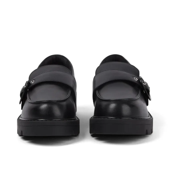 Mujer Kori Monk Strap Cuero Negro