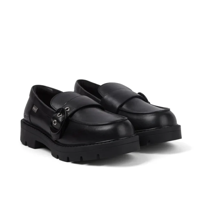 Mujer Kori Monk Strap Cuero Negro