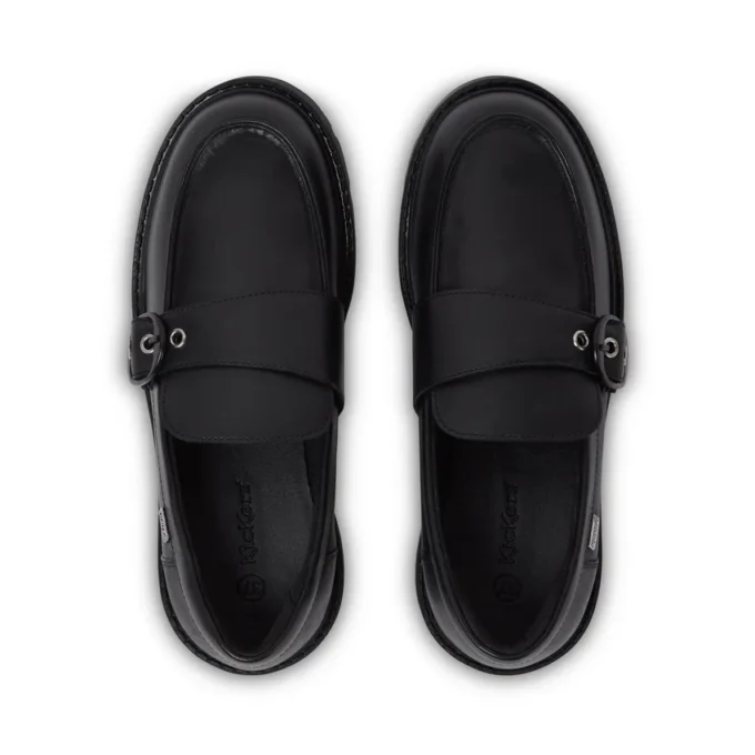 Mujer Kori Monk Strap Cuero Negro