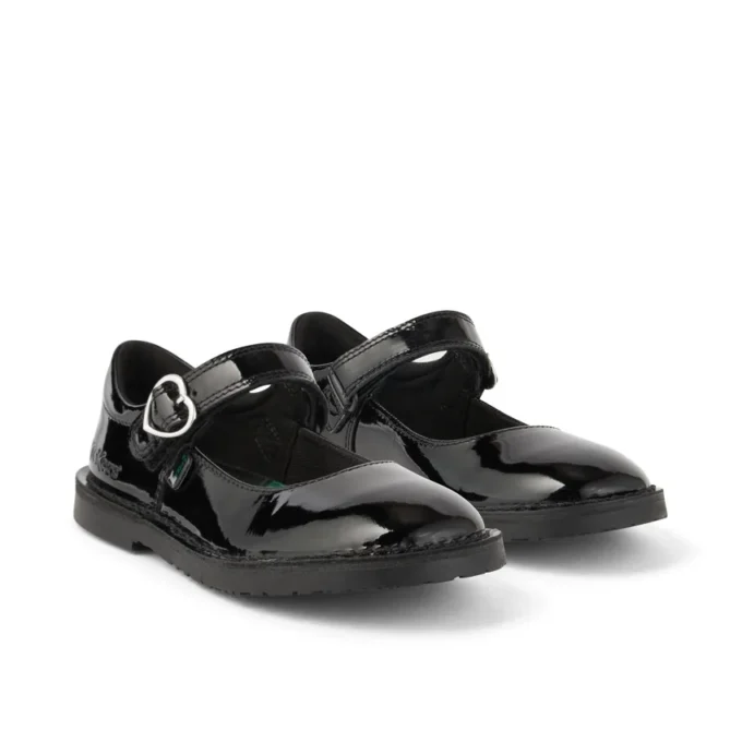 Niñas Adlar Heart Mj de charol negro