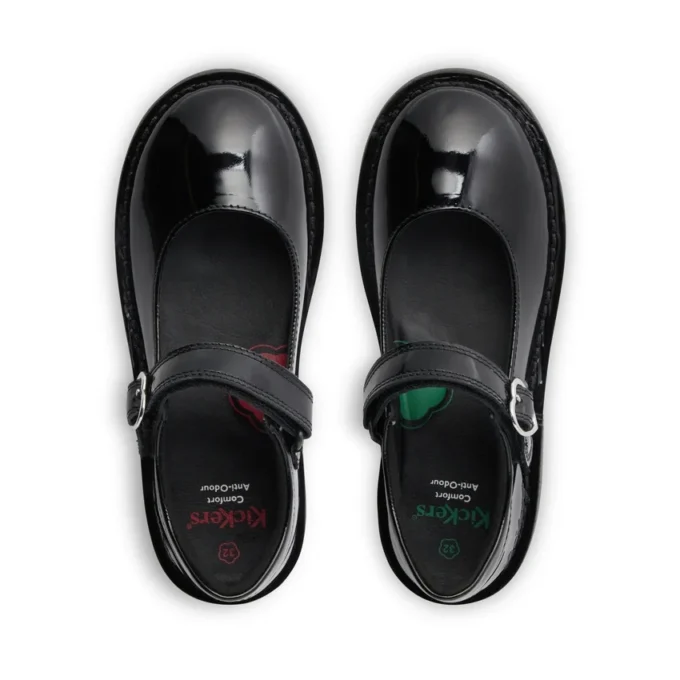 Niñas Adlar Heart Mj de charol negro