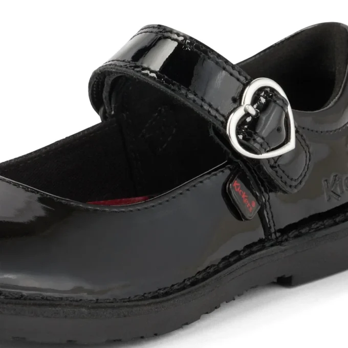 Niñas Adlar Heart Mj de charol negro