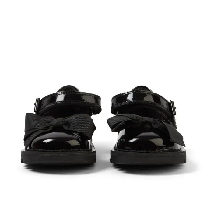 Niñas Kick Mj Bow de charol negro