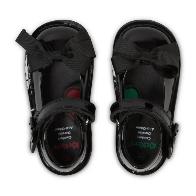 Niñas Kick Mj Bow de charol negro