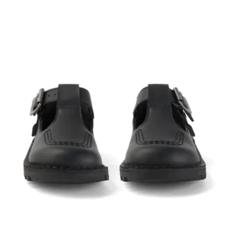 Niñas pequeñas Kick T-Bar de imitación de cuero Negro