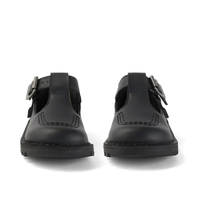 Niñas pequeñas Kick T-Bar de imitación de cuero Negro