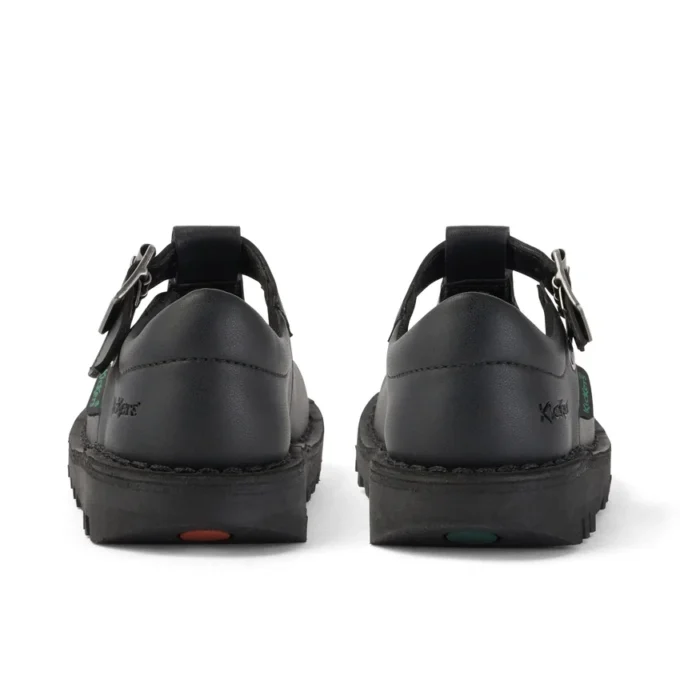 Niñas pequeñas Kick T-Bar de imitación de cuero Negro