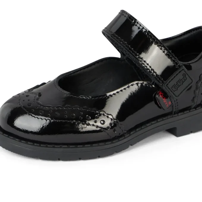 Niñas pequeñas Lachly Mj Brogue de charol negro