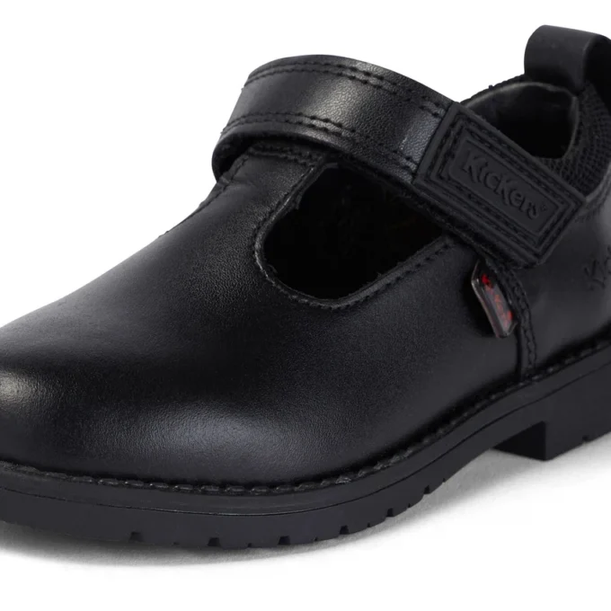 Niñas pequeñas Lachly T Bar Cuero Negro