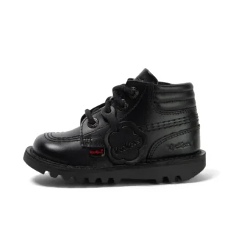 Niños pequeños Kick Hi de cuero acolchado negro