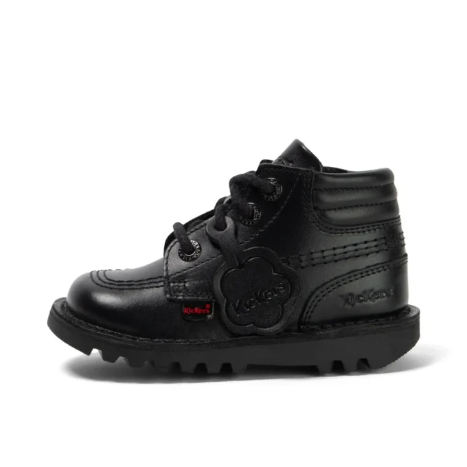 Niños pequeños Kick Hi de cuero acolchado negro