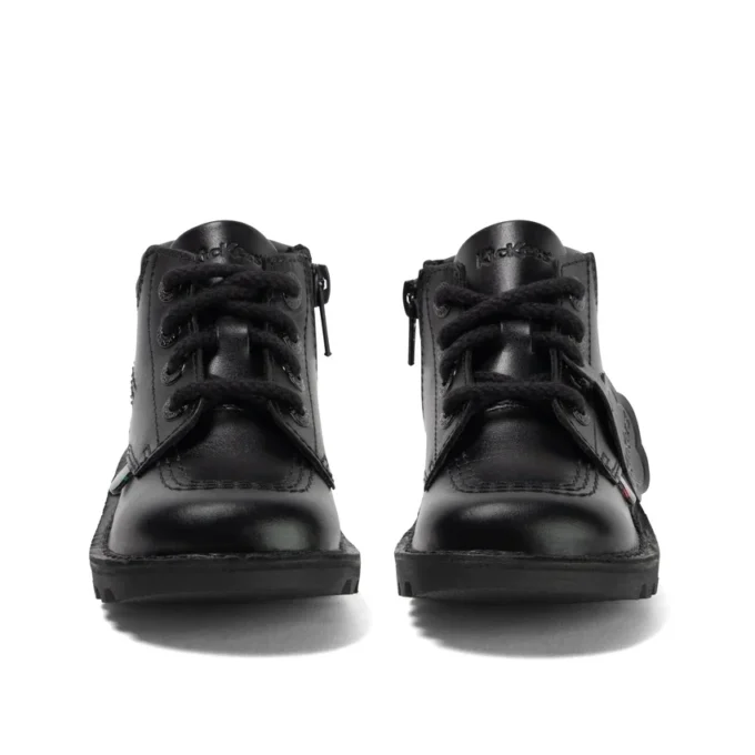 Niños pequeños Kick Hi de cuero acolchado negro