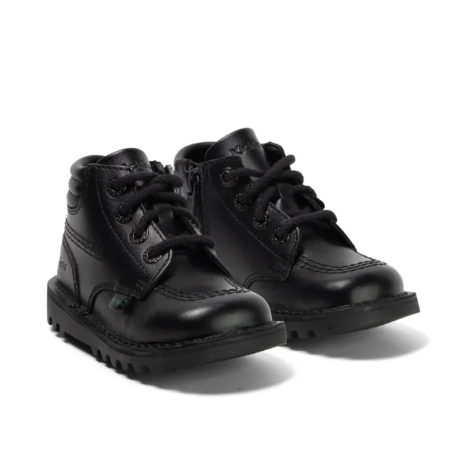 Niños pequeños Kick Hi de cuero acolchado negro