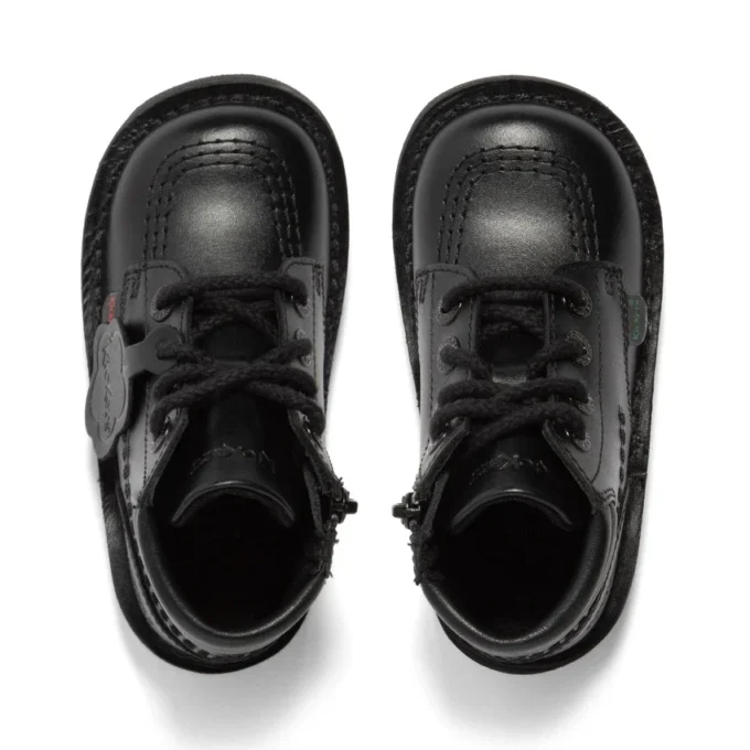 Niños pequeños Kick Hi de cuero acolchado negro